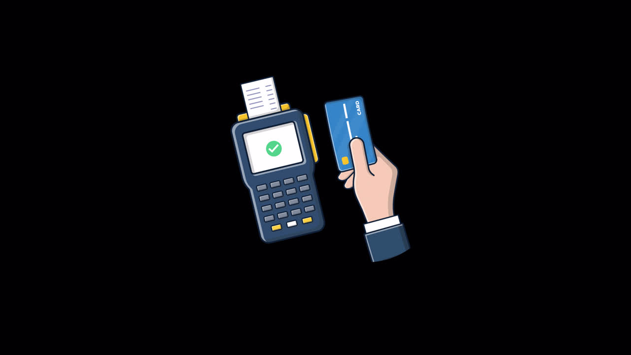 Contactless Credit Card Payment Transaction with POS Terminal Animation
