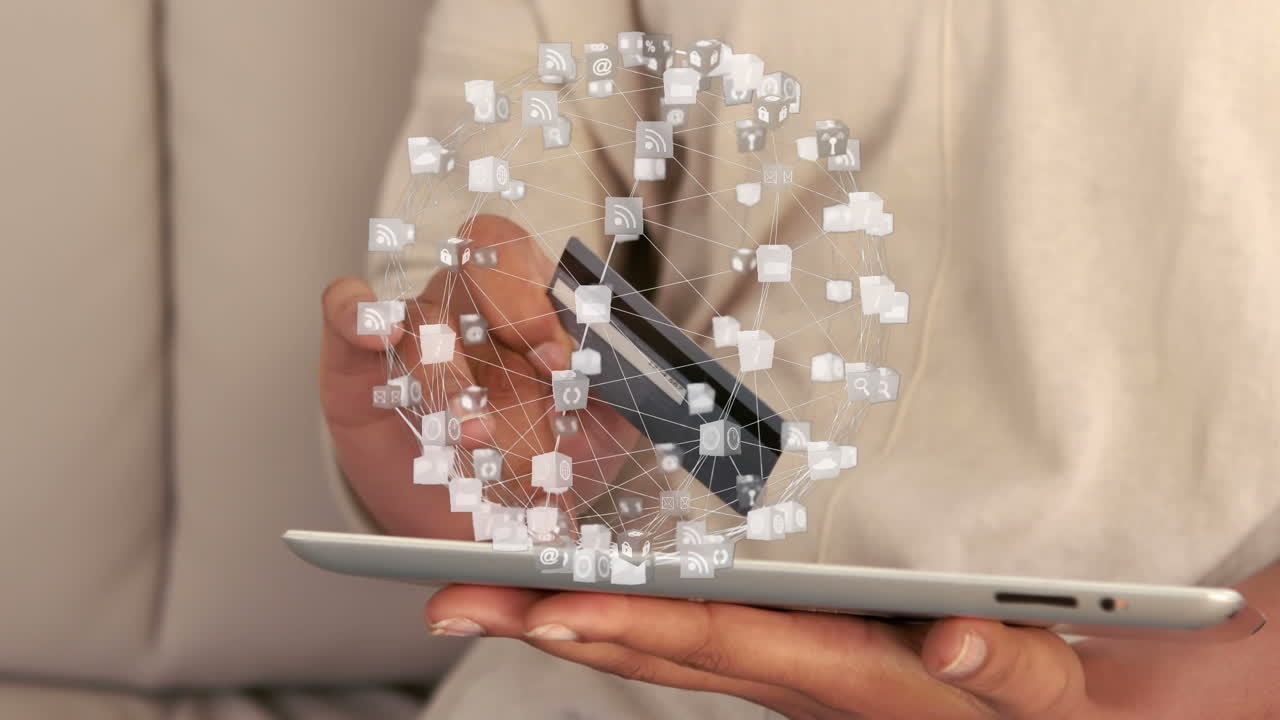 사회적 거리를 유지하는 백인 여성이 집에서 온라인으로 구매하고 있습니다.