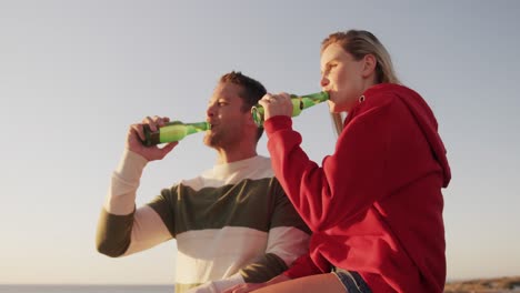 couple in love enjoying free time on road trip together