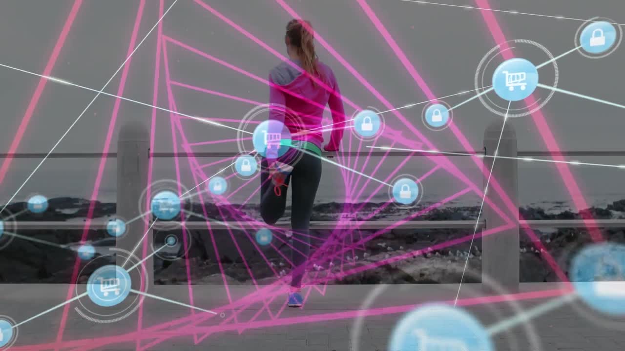 animación de la red de conexiones con iconos sobre mujeres biraciales que ejercen