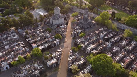 aerial drone flying over chacarita cemetery area