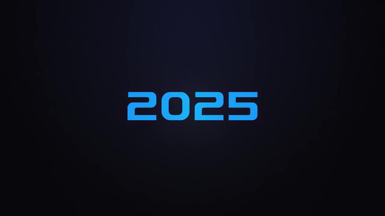 Glowing explosion 2025 text reveal blue and pink