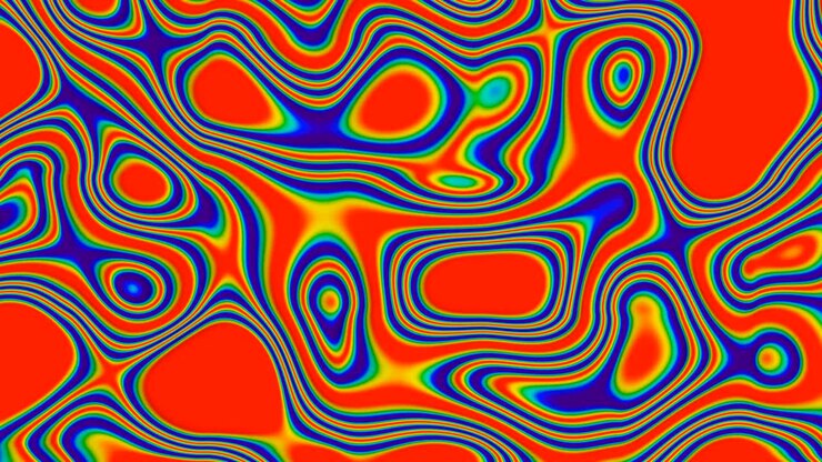 Red abstract wave background, seamless loop.