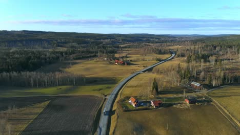 drone footage of fields and nature in sweden