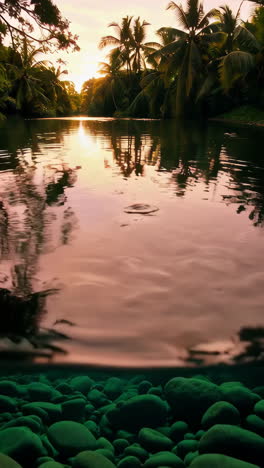 tropical river sunset underwater view