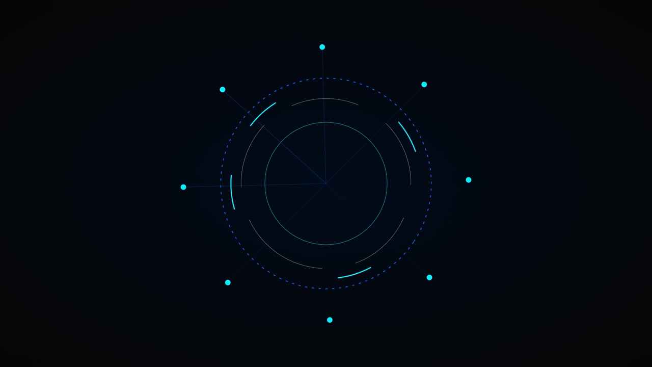 Abstract Digital HUD Interface with Rotating Circular Elements