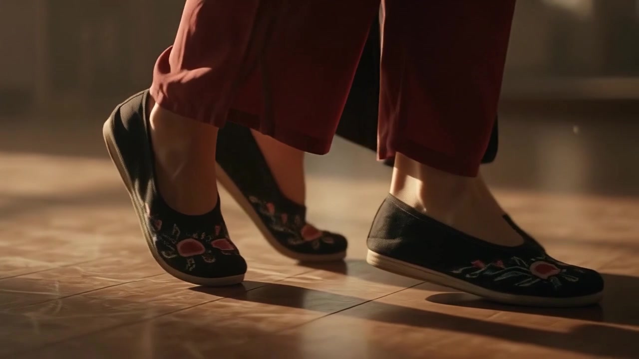 Pessoas praticando passos de dança tradicional chinesa em um estúdio