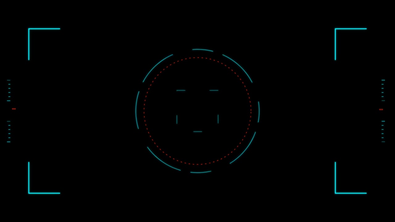 Futuristic Digital HUD Interface Overlay with Circular Targeting Reticle