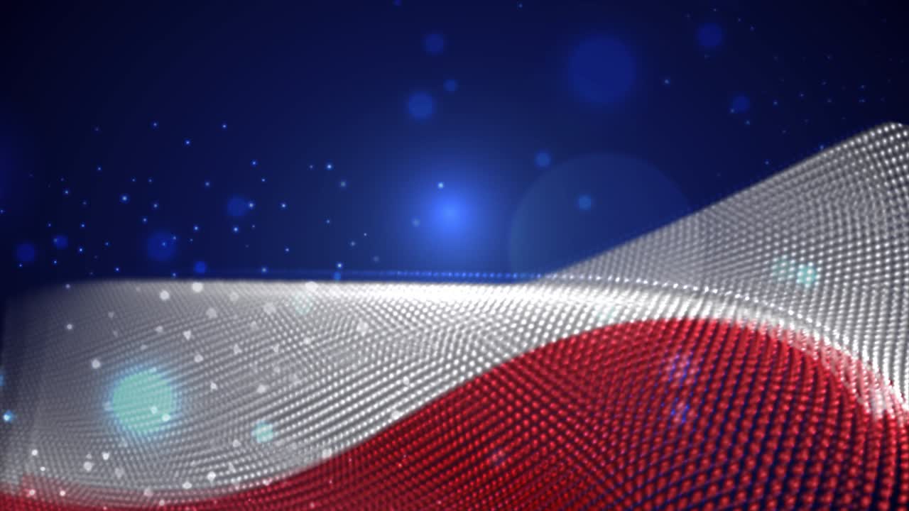 푸른 바탕에 파란 발을 흔들고 밝은 불꽃과 함께 모션 루프