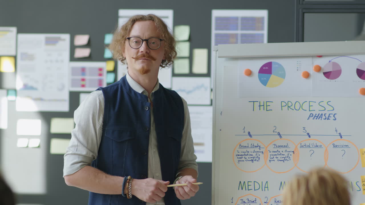 Portrait of Business Trainer by Flipchart