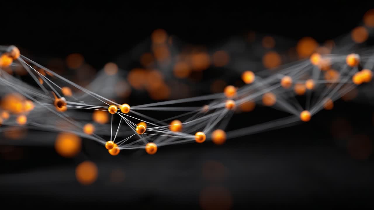 A Dynamic Visualization of Interconnected Nodes: Exploring the Intricate Patterns of Molecular Structures in a Dark, Abstract Setting
