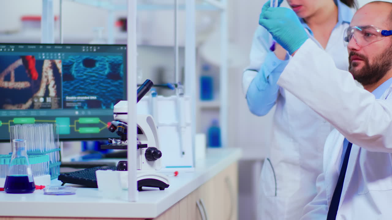 Diverse team of industrial scientists innovating new vaccine