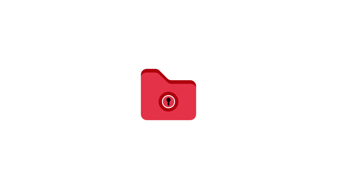 Animated Red Folder Icon with Locking and Unlocking
