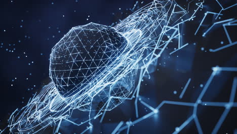 esfera digital con estructura de líneas brillantes, representación en 3d.