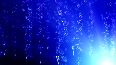 burbujas de arco iris sobre un fondo azul, bucle,