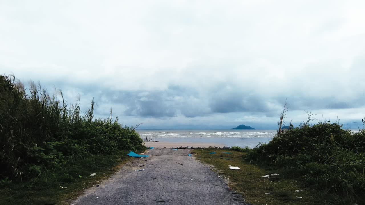 Beautiful View Drive Along Sempadi Lundu Coastal Road with Green Forest and Mountain,Sarawak,Borneo.