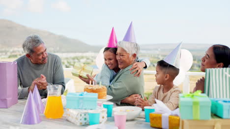 family, birthday and grandmother with kids
