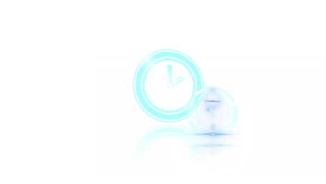Animation-of-clock-moving-fast-on-white-background
