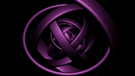 metal rings in neon colors moving and transforming on a dark background. simple motion graphic animated objects