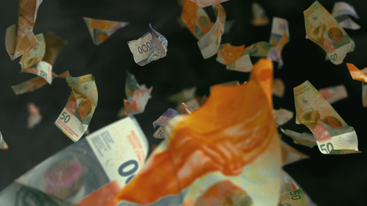 떨어지는 스위스 프랑 통화 4k 루프