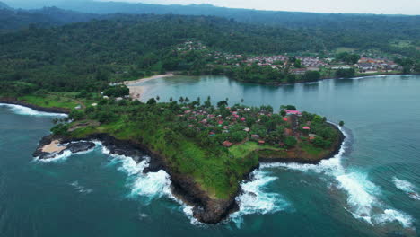 aerial view around the boca do inferno, with agua izé, sao tome in the background