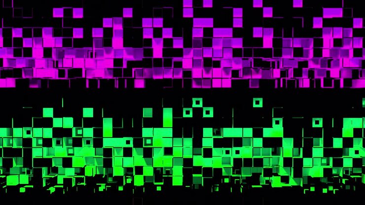 Strisce astratte di celle a mosaico quadrate su sfondo nero