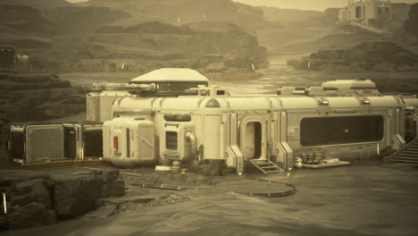 futuristic space station constructed in desert