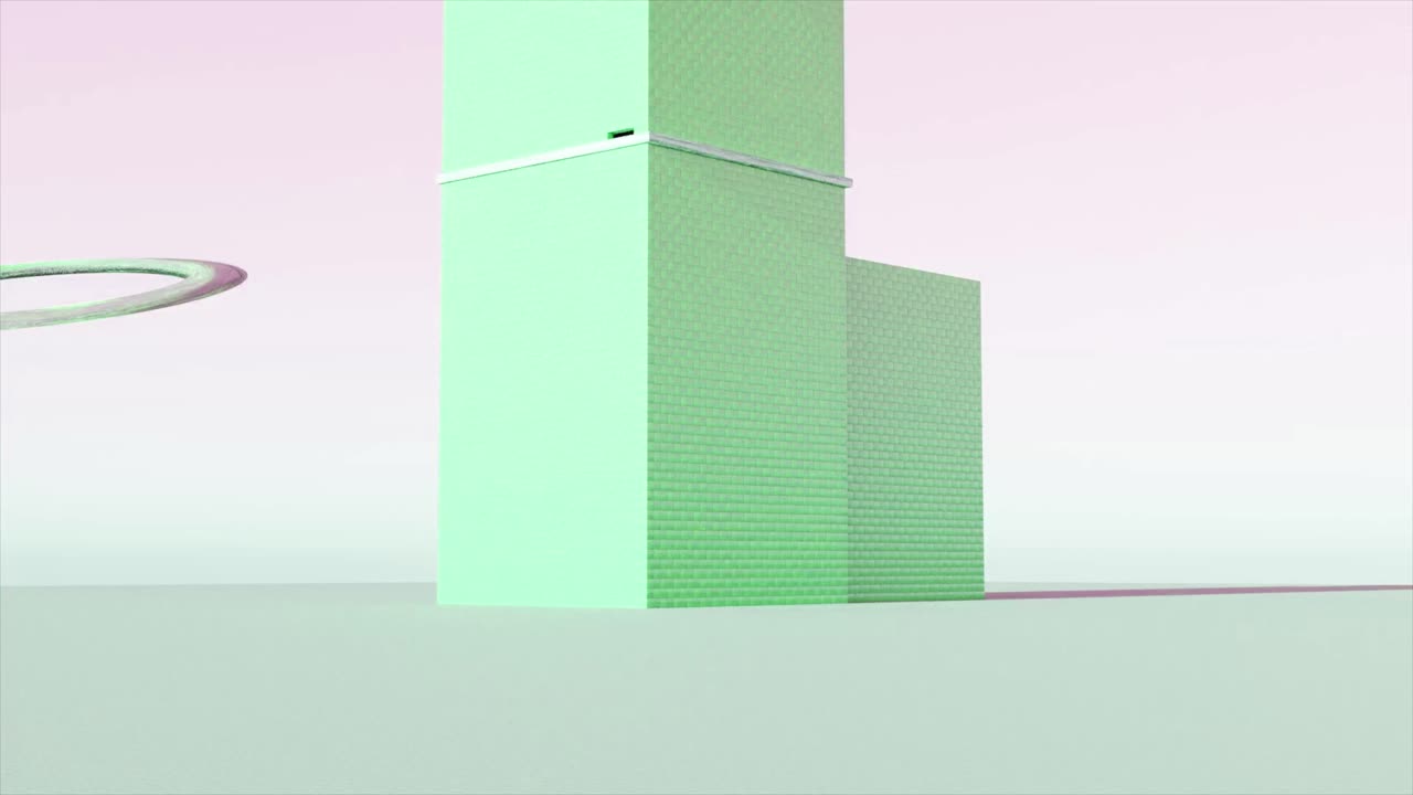 추상적인 3d 렌더링으로 무너지는 기하학적 구조