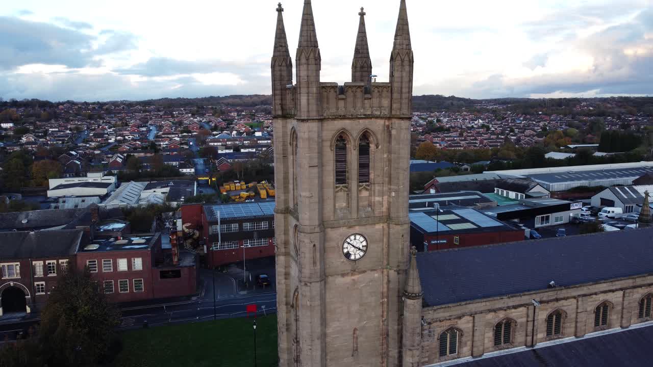 Aerial View of a Church Clock Tower
