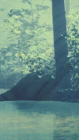 misty forest river