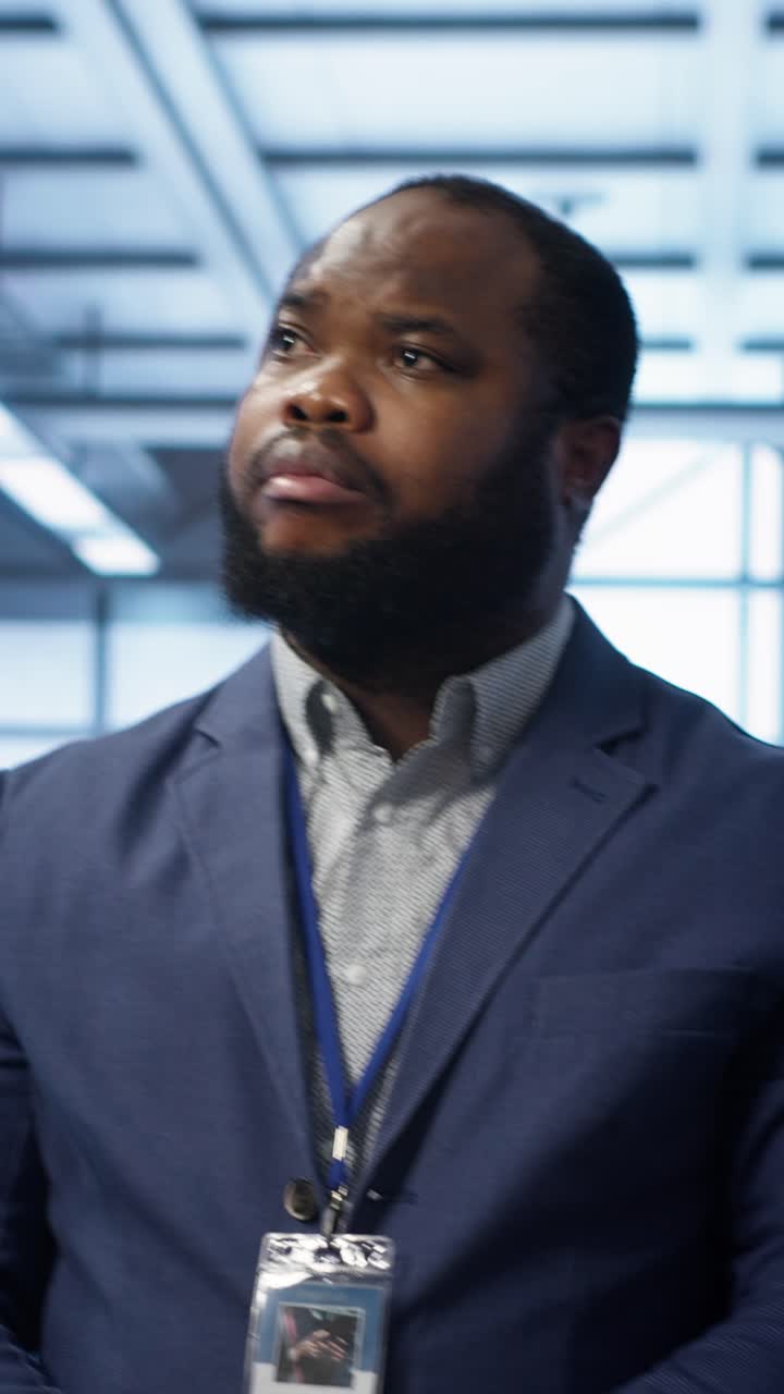 Close Up of Attentive African American Businessman in Office