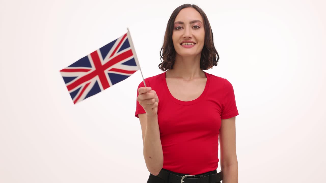 Donna con bandiera britannica