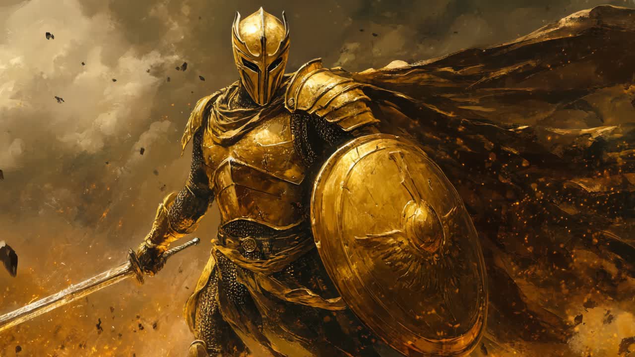 Golden Warrior in Epic Combat