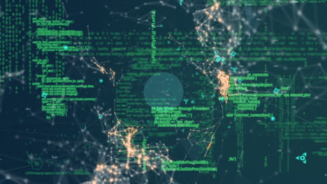 Animation-of-icons-and-data-processing-over-network-of-connections