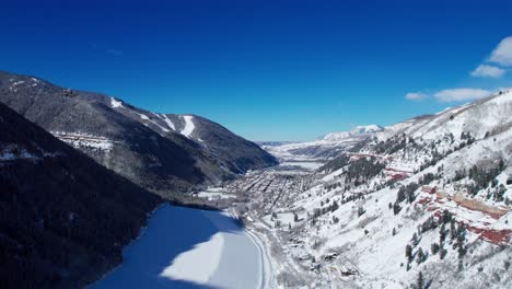 distant drone aerial establishing shot of telluride, colorado