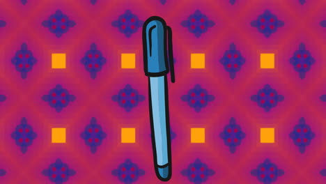 animación de la pluma sobre el patrón en fondo rosa