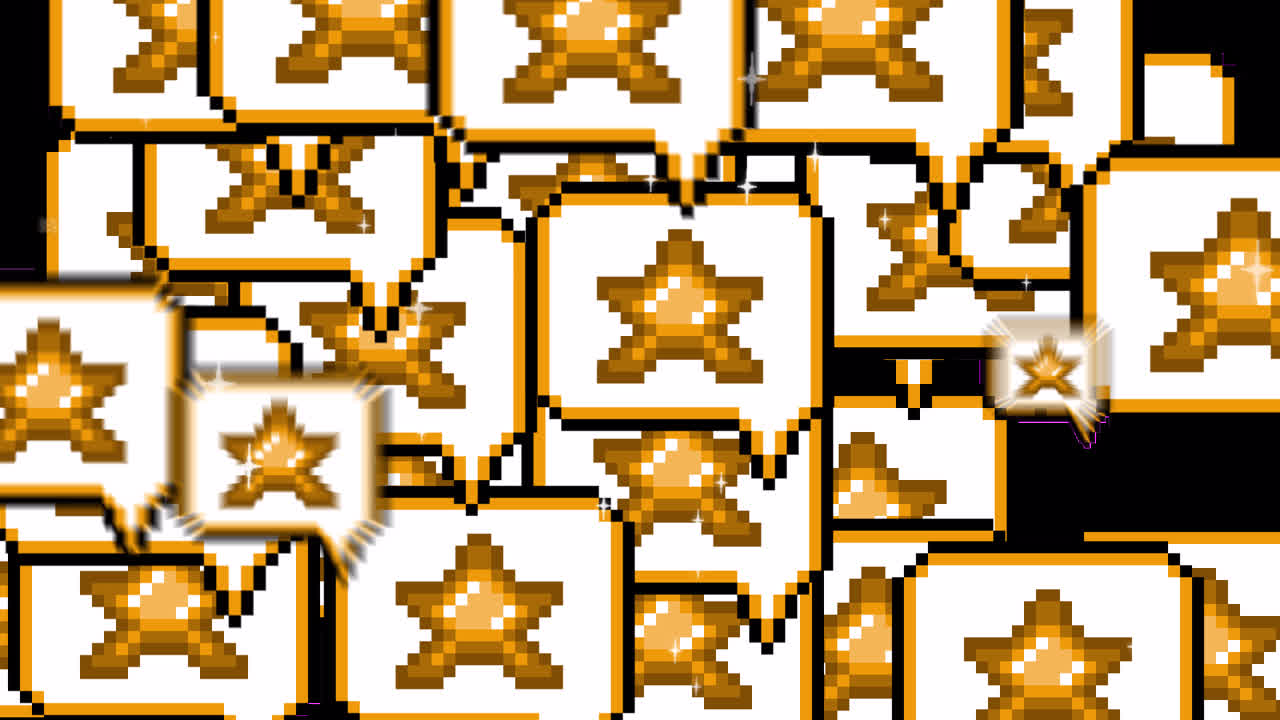 Pixel art pop up speech bubble icon star Transitions. 1080p - 30 fps - Alpha Channel (7).mov