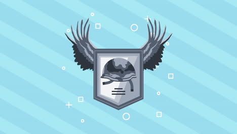 military badge with helmet and wings