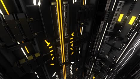 animación futurista abstracta con túnel tecnológico, bucle sin costuras. animación. volando a través de un corredor inusual con una línea de luz brillante y brillante.
