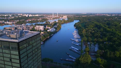 treptower park river city berlin germany summer day