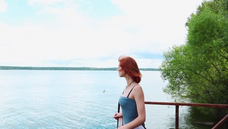 woman enjoying the lake view