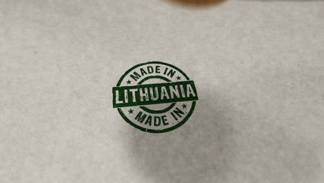 hecho en lituania sello y animación de bucle de estampado