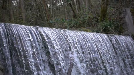 alta cámara lenta: cascada en un bosque suizo, río canalizado