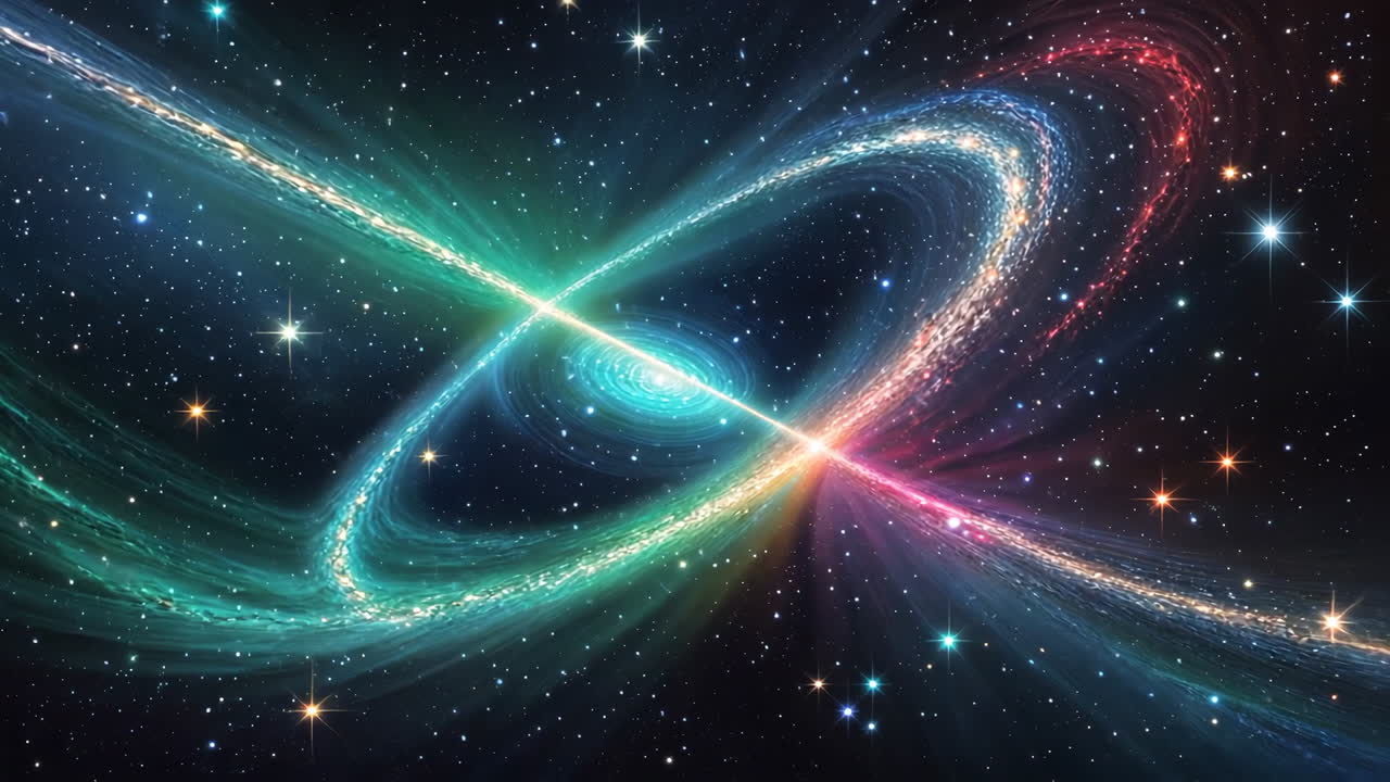 Vibrant Cosmic Galaxy with Swirling Light and Stars