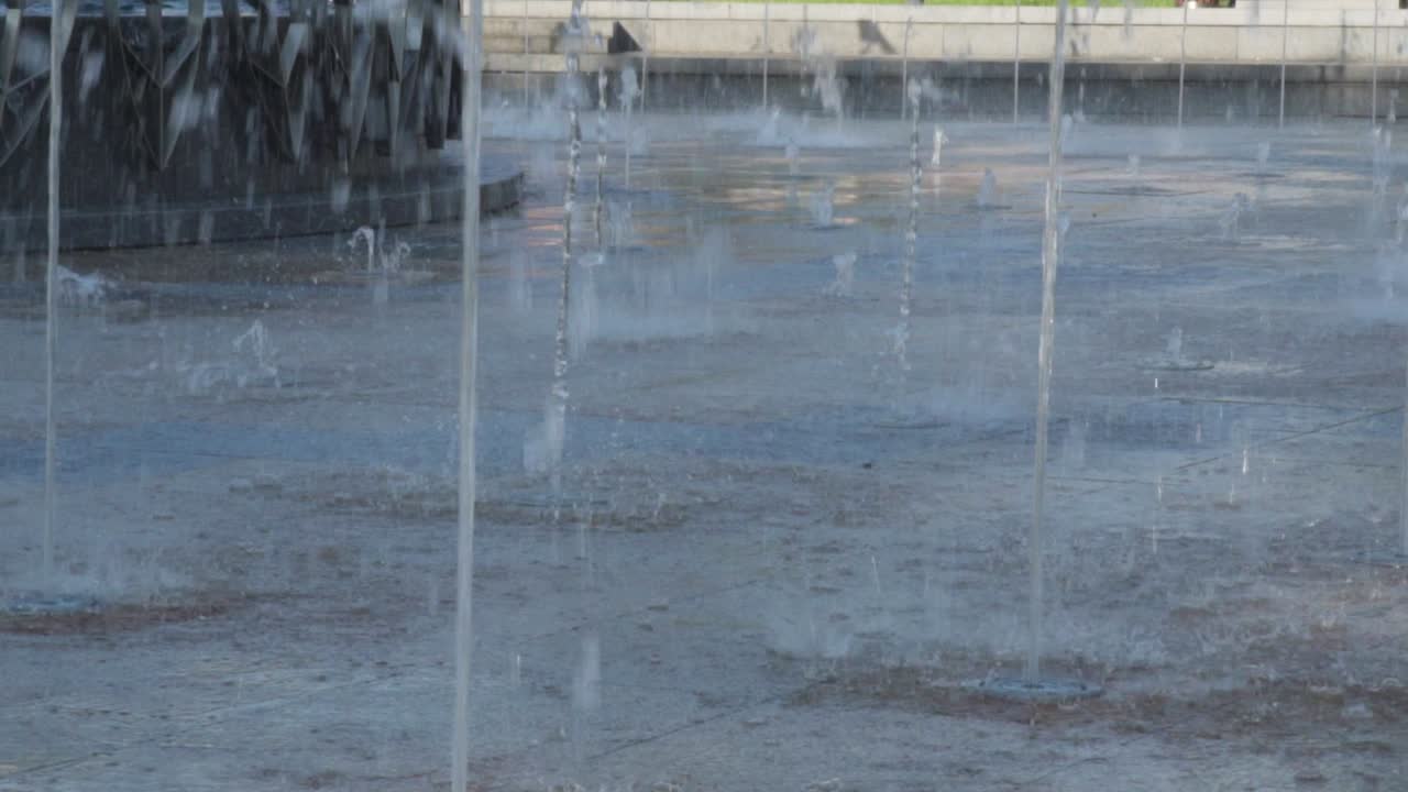 Jets of a fountain in slow motion in a square of Poland
