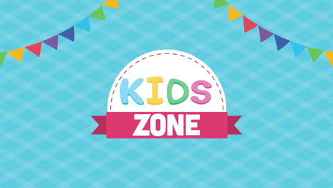 kids zone lettering with garlands