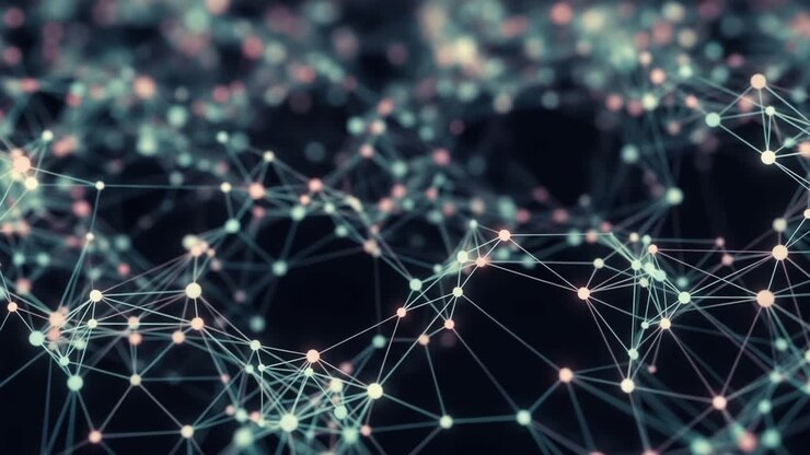 Una rete complessa di nodi e linee di connessione che rappresentano strutture di dati complesse in un universo digitale