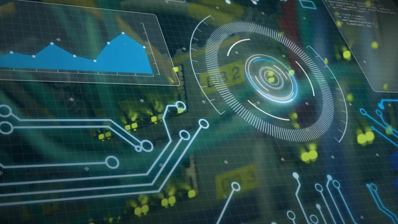 animación del procesamiento de datos con escaneo de alcance a través de un servidor informático