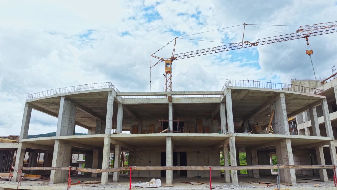 Industrial site showcasing rapid city growth development. Mysterious construction site amidst nature reflecting ongoing urban expansion and architectural advancements