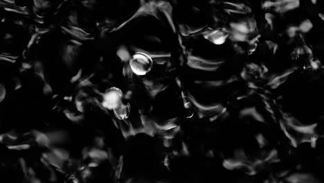 splashes and drops on the surface of the liquid. abstract black background water vibration